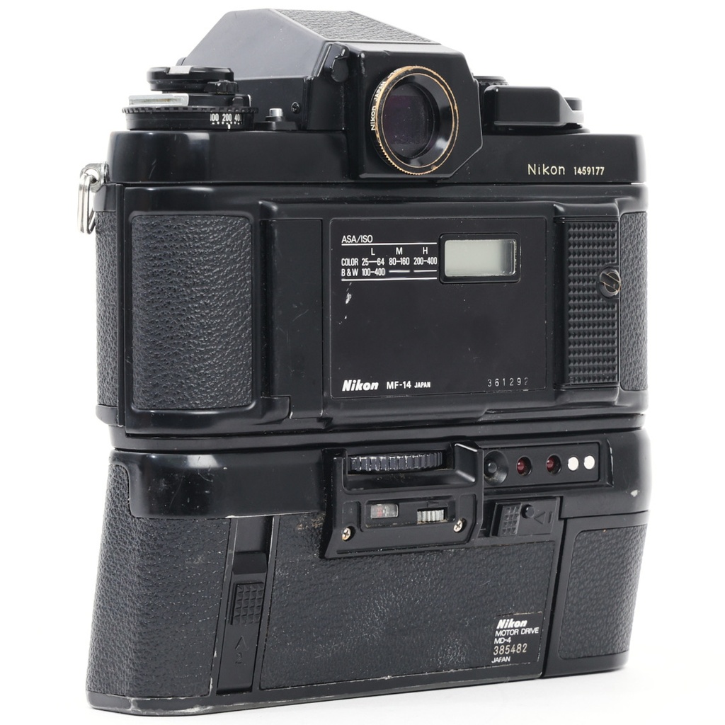 Nikon F3 body w/- MF-14 Data Back, MD-4 Motor Drive & MC-10 RemoteRelease Grade 8