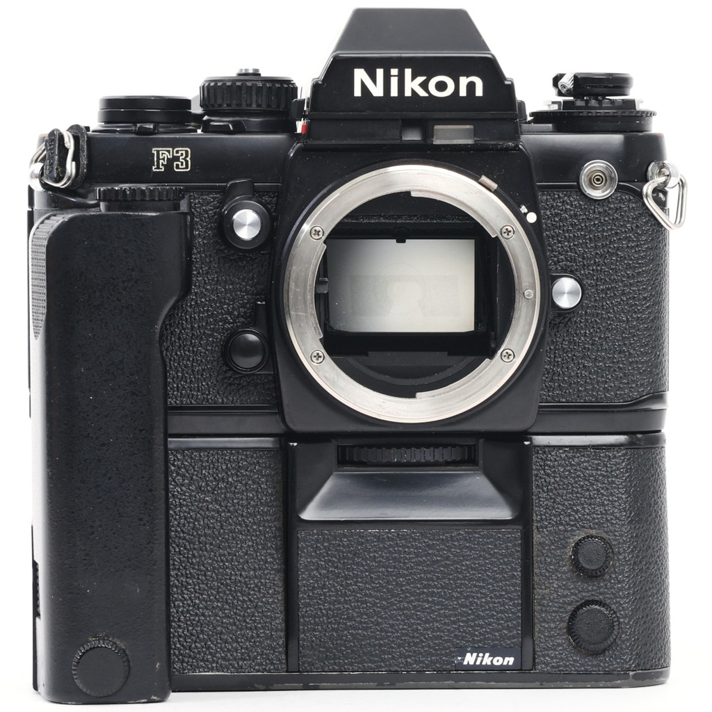 Nikon F3 body w/- MF-14 Data Back, MD-4 Motor Drive & MC-10 RemoteRelease Grade 8