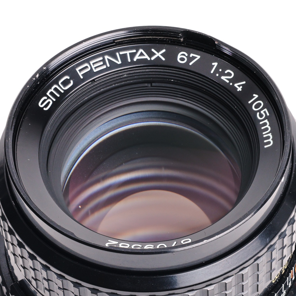 Pentax 67 II body w/- wooden grip + original strap + 105mm f/2.4 Grade 9