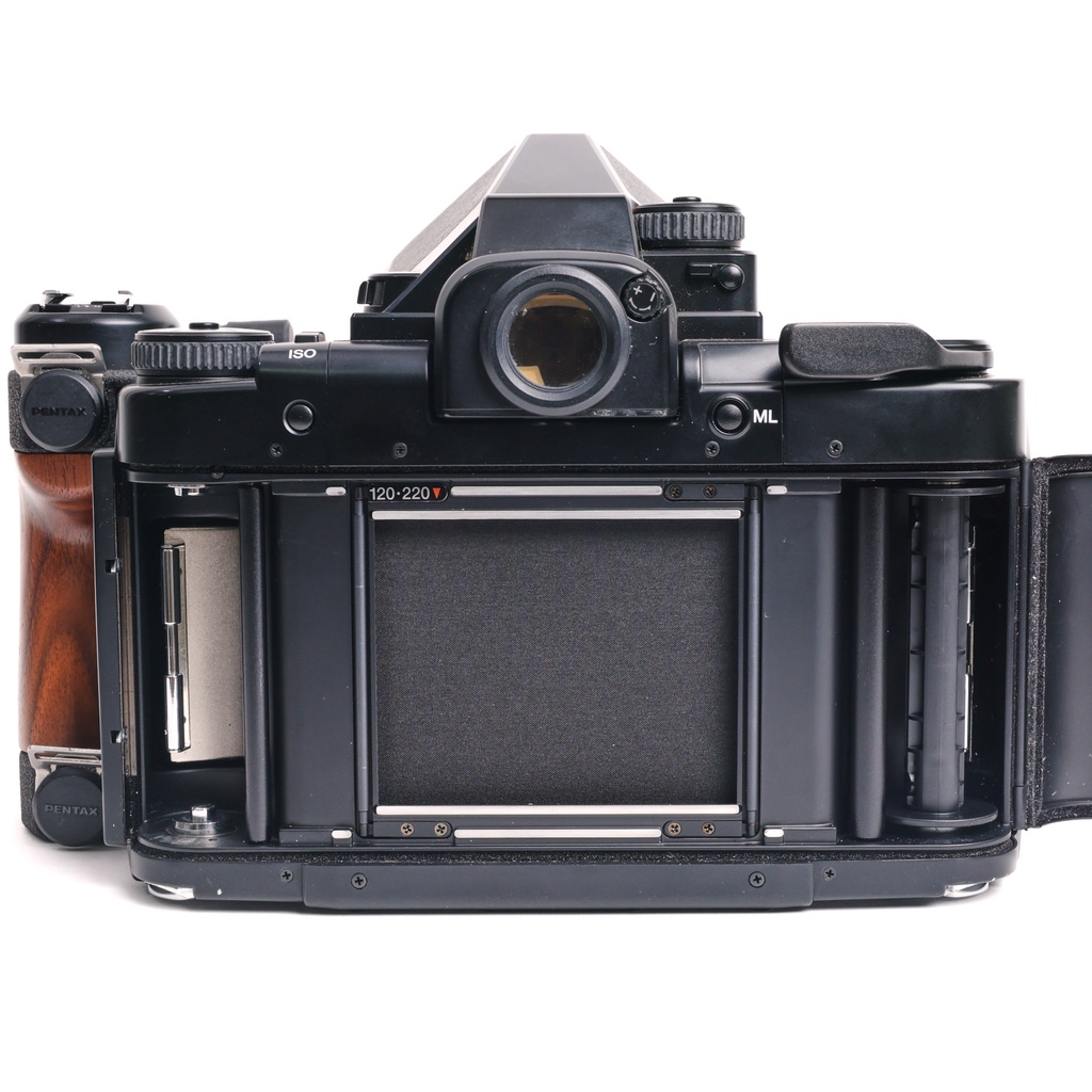 Pentax 67 II body w/- wooden grip + original strap + 105mm f/2.4 Grade 9