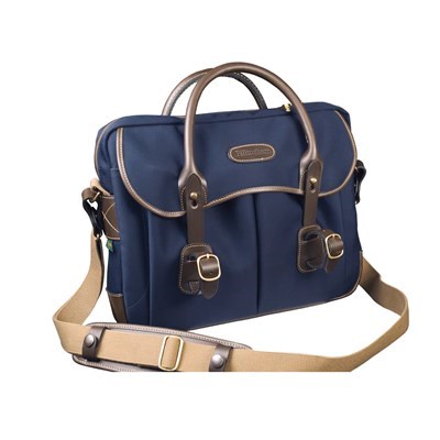 Billingham Thomas Briefcase & Laptop Bag - Navy Canvas & Black Leather