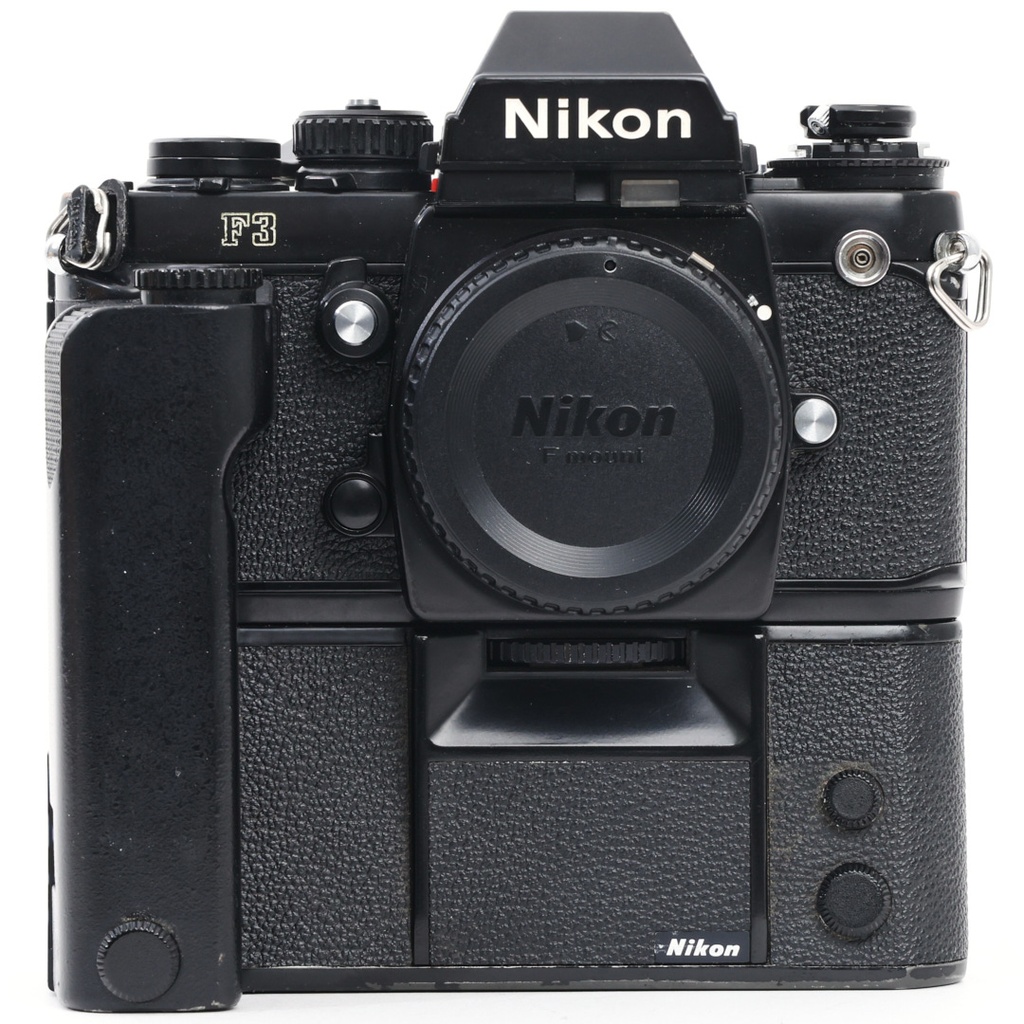 Nikon F3 body w/- MF-14 Data Back, MD-4 Motor Drive & MC-10 RemoteRelease Grade 8